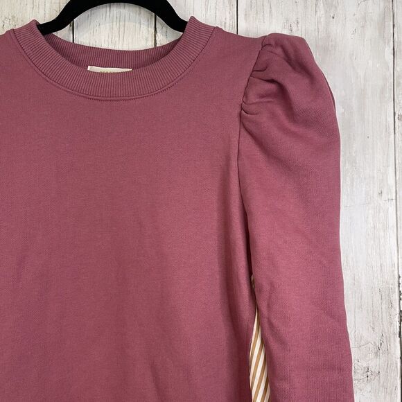 Anthropologie Maeve Top Women XS Pink Layered Tunic Puff Sleeve Preppy Academia - Picture 4 of 10